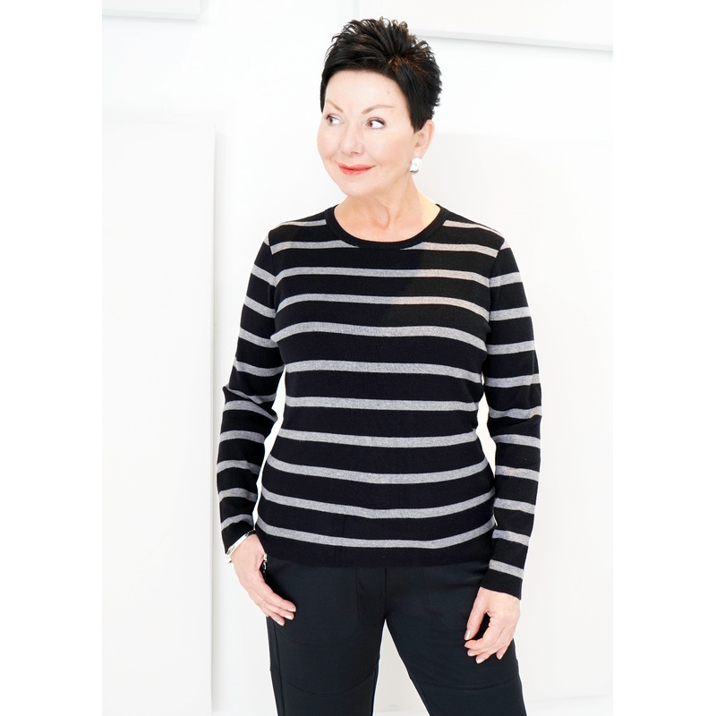 Carre Noir – Striped Sweater|BLACK/GREY|S|M|L|XL|XXL