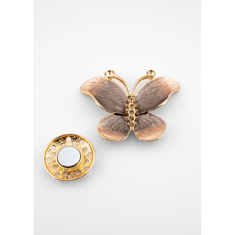 Crystal Butterfly Brooch Brown