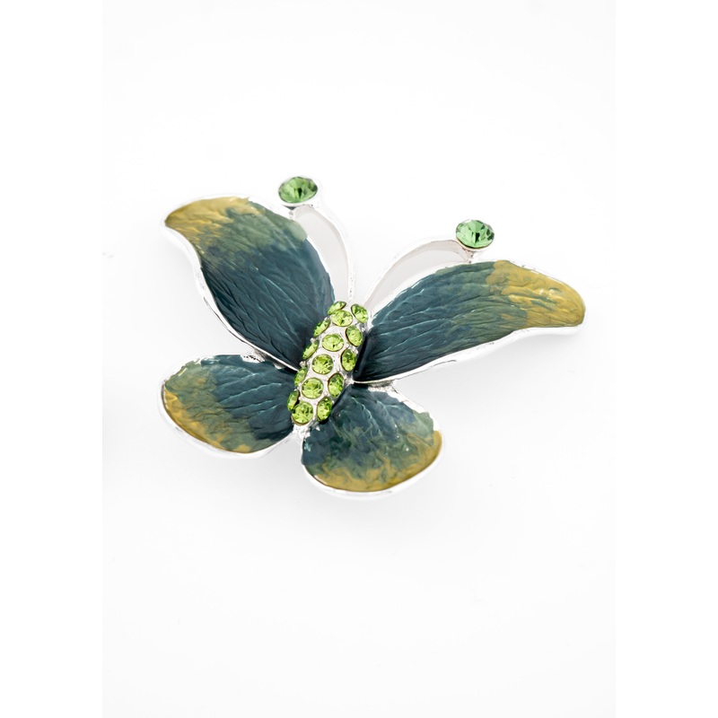 Crystal Butterfly Brooch Green