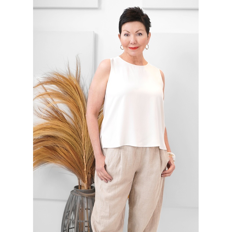 Eileen Fisher – Silk Georgette Crepe Round Neck Tank