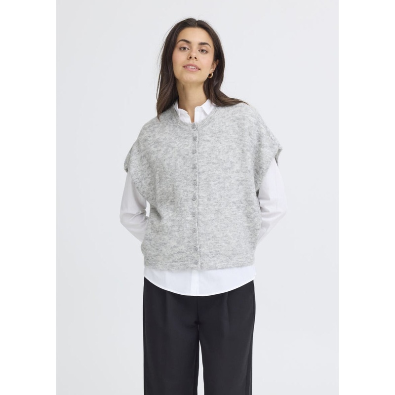 Fransa – Sanny Cardigan|LIGHT GREY MELANGE|XS/S|M/L