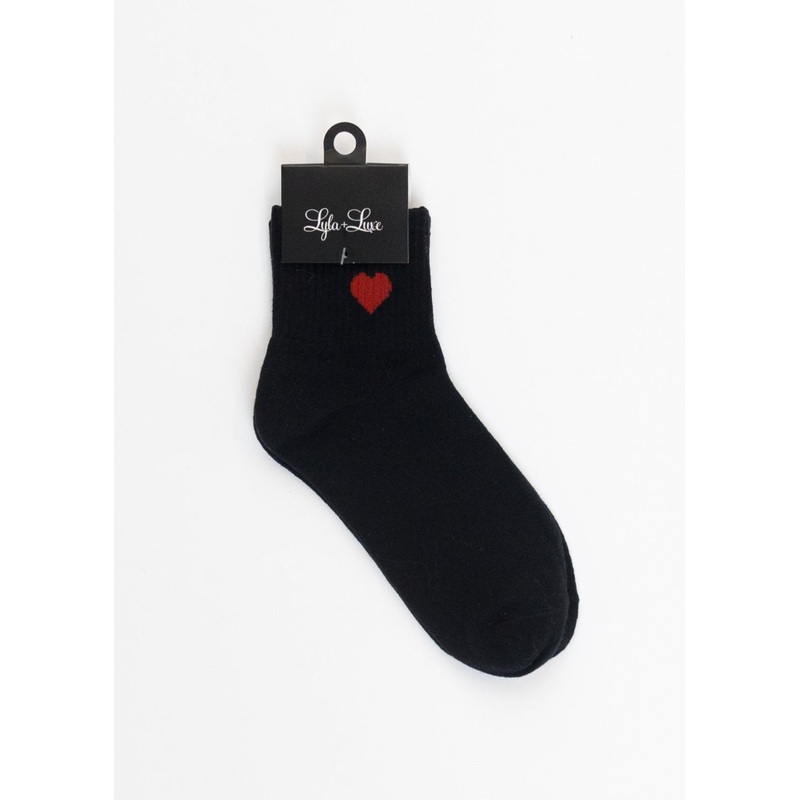 Lyla + Luxe – Heart Socks|BLACK|O/S
