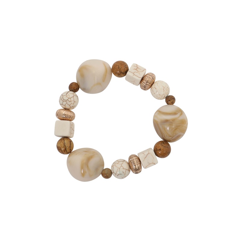 Merx – Marbled Stone & Bead Stretch Bracelet