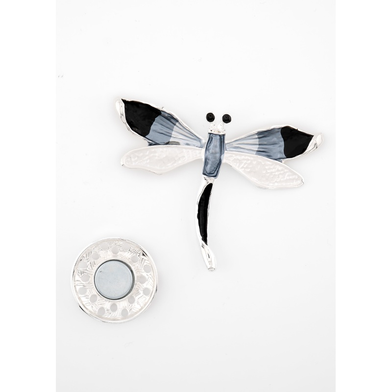 Multi-tone Dragonfly Brooch|BLACK/GREY/OFF WHITE