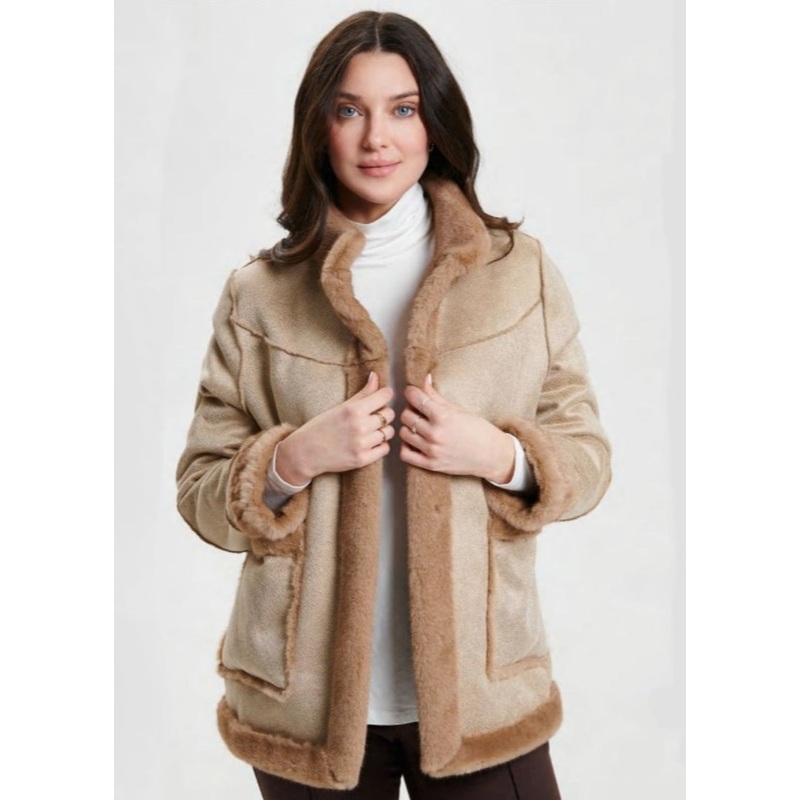 Nikki Jones – Reversible Shearling to Cable Faux Fur Coat