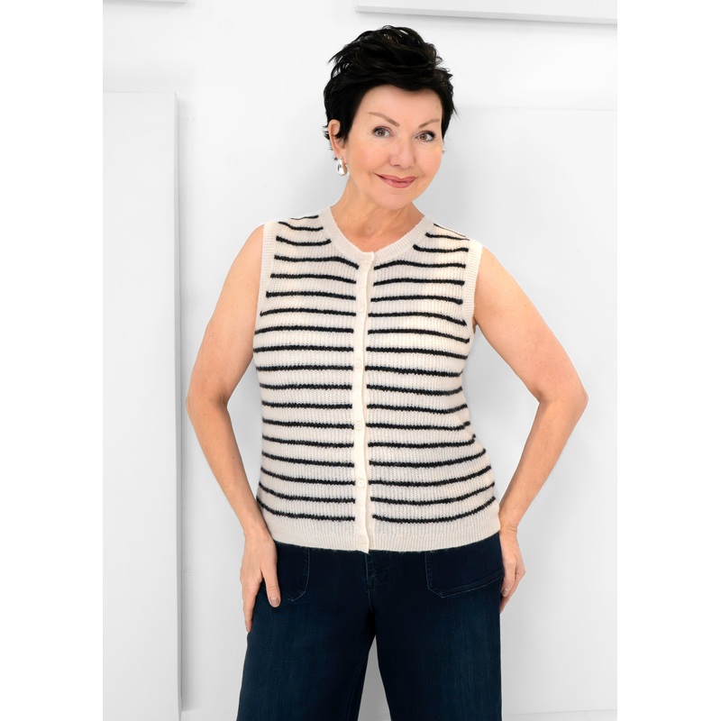 Part Two – Pimira Waistcoat|EGGNOG / NAVY STRIPE|XS|S|M|L|XL|XXL