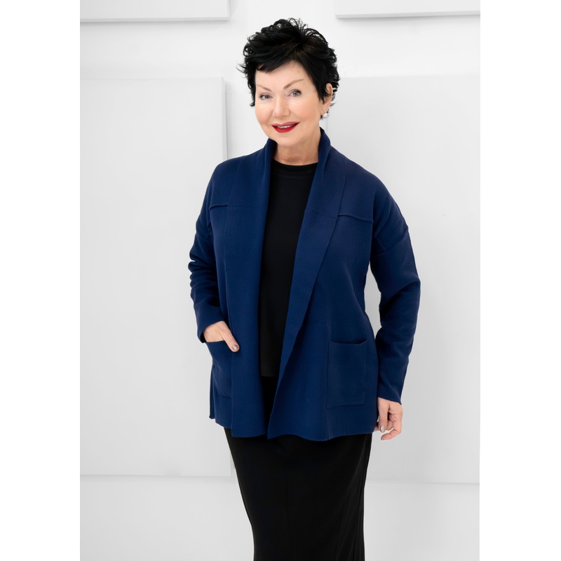 Raffinalla – Mid-Length Shawl-Collar Cardigan