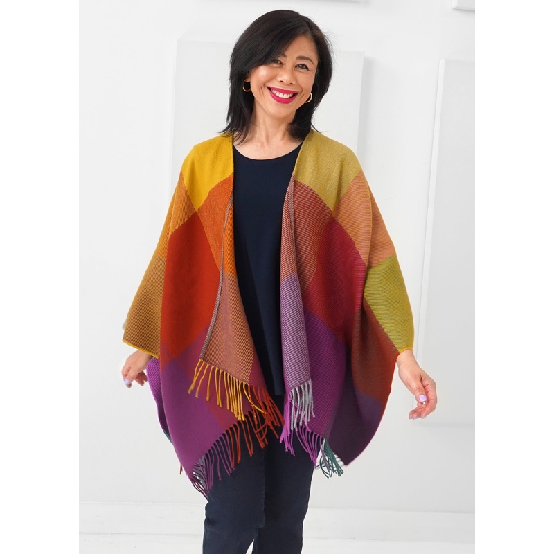 V Fraas – Block Plaid Ruana – SALE