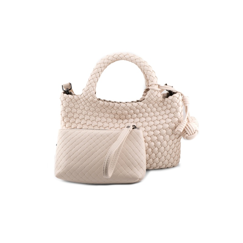 Inzi – Weaving Metallic Bag|IVORY|BLACK|PEWTER