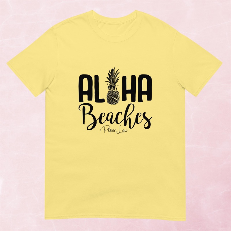Aloha Beaches Graphic Tee|Cornsilk|Heather Red|Tropical Blue|Sand|Light Blue|Sport Grey|White|S|M|L|XL|2XL|3XL