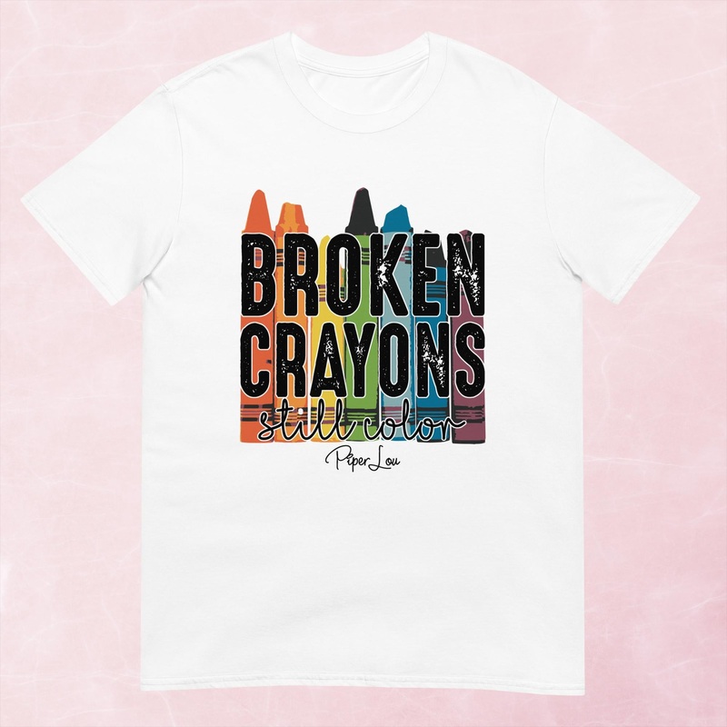 Broken Crayons Graphic Tee|Heather Red|Tropical Blue|Sand|Light Blue|Sport Grey|Cornsilk|White|S|M|L|XL|2XL|3XL