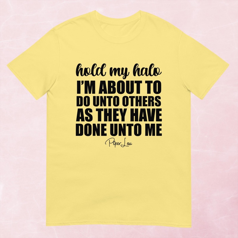 Hold My Halo Graphic Tee|Heather Red|Tropical Blue|Sand|Light Blue|Sport Grey|Cornsilk|White|S|M|L|XL|2XL|3XL