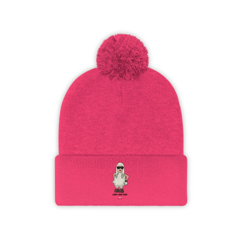 Lady Baa Baa Pom Pom Beanie|Neon Pink|Navy/Graphite Heather|One size