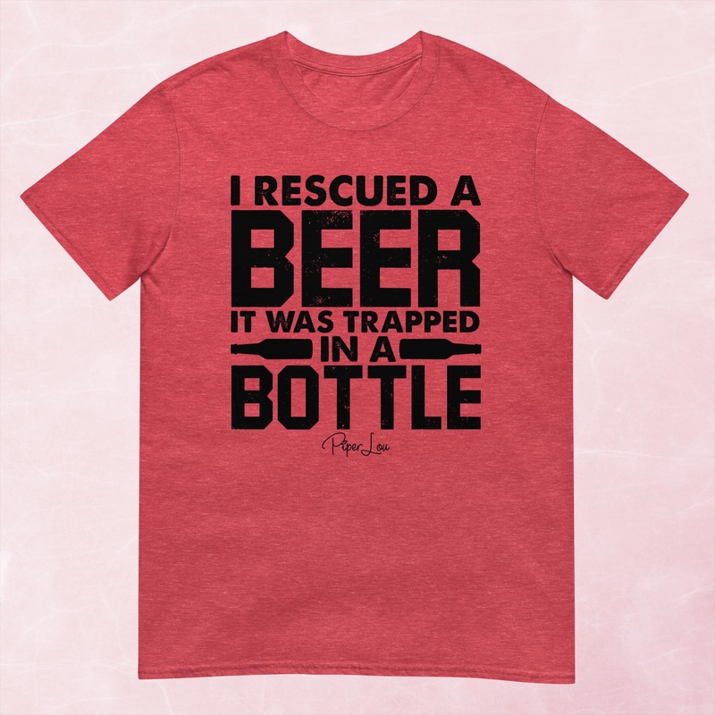 I Rescued A Beer Graphic Tee|Heather Red|Tropical Blue|Sand|Light Blue|Sport Grey|Cornsilk|White|S|M|L|XL|2XL|3XL