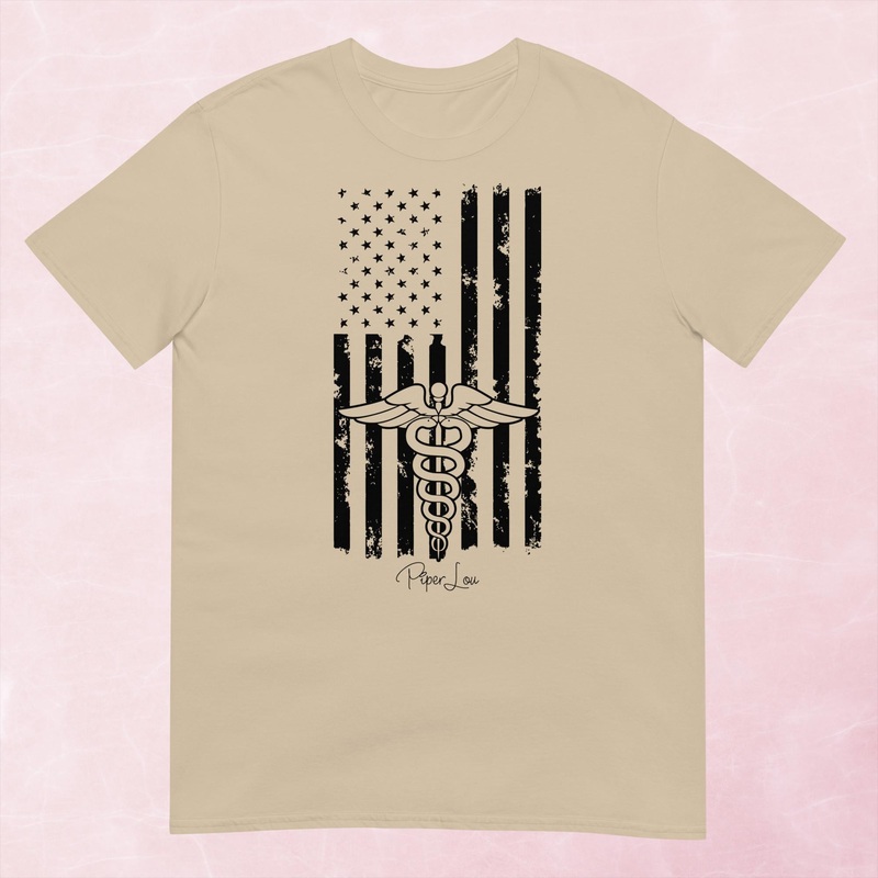 Nurse Flag Graphic Tee|Heather Red|Tropical Blue|Sand|Light Blue|Sport Grey|Cornsilk|White|S|M|L|XL|2XL|3XL