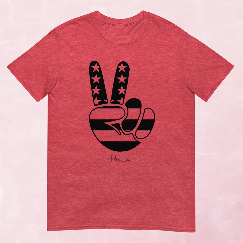 Peace Hand USA Graphic Tee|Heather Red|Tropical Blue|Sand|Light Blue|Sport Grey|Cornsilk|White|S|M|L|XL|2XL|3XL