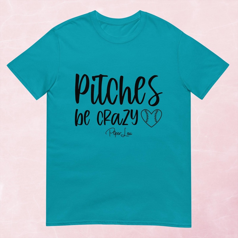 Pitches Be Crazy Graphic Tee|Heather Red|Tropical Blue|Sand|Light Blue|Sport Grey|Cornsilk|White|S|M|L|XL|2XL|3XL