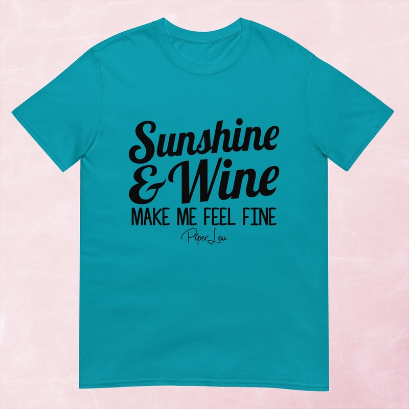 Sunshine And Wine Graphic Tee|Heather Red|Tropical Blue|Sand|Light Blue|Sport Grey|Cornsilk|White|S|M|L|XL|2XL|3XL