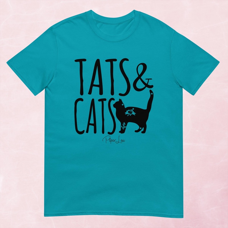 Tats And Cats Graphic Tee|Heather Red|Tropical Blue|Sand|Light Blue|Sport Grey|Cornsilk|White|S|M|L|XL|2XL|3XL