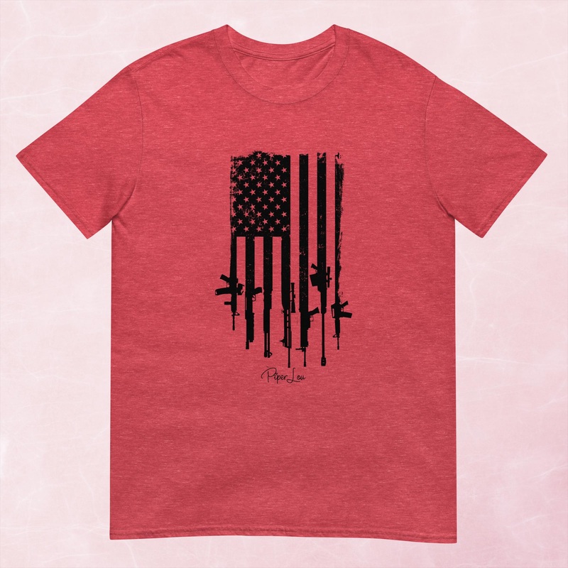 USA GUN FLAG Graphic Tee|Heather Red|Tropical Blue|Sand|Light Blue|Sport Grey|Cornsilk|White|S|M|L|XL|2XL|3XL