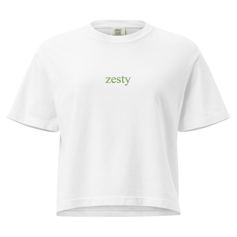 Zesty Embroidered Cropped Boxy Comfort Colors Tee