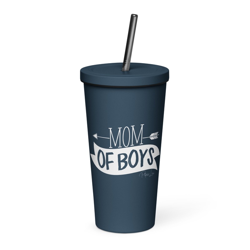 Mom Of Boys 20oz Burst Tumbler + Straw