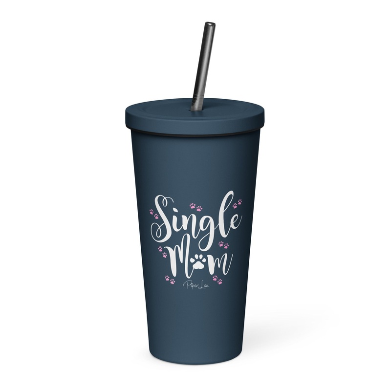 Single Mom (Paw Print) 20oz Burst Tumbler + Straw