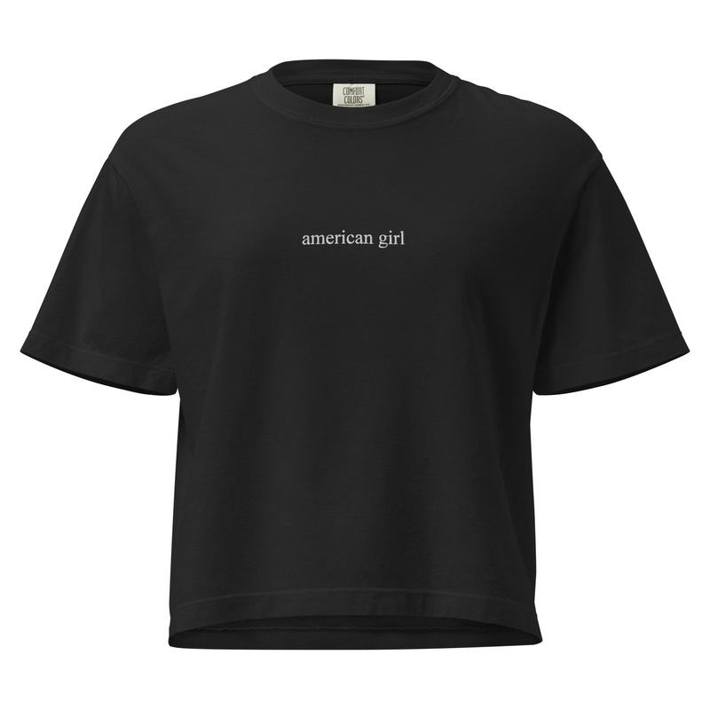 American Girl Embroidered Cropped Boxy Comfort Colors Tee