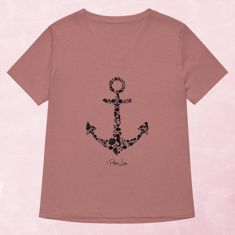 Anchor Women’s Graphic V-Neck|Heather Slate|Heather Mauve|Solid White Blend|S|M|L|XL|2XL