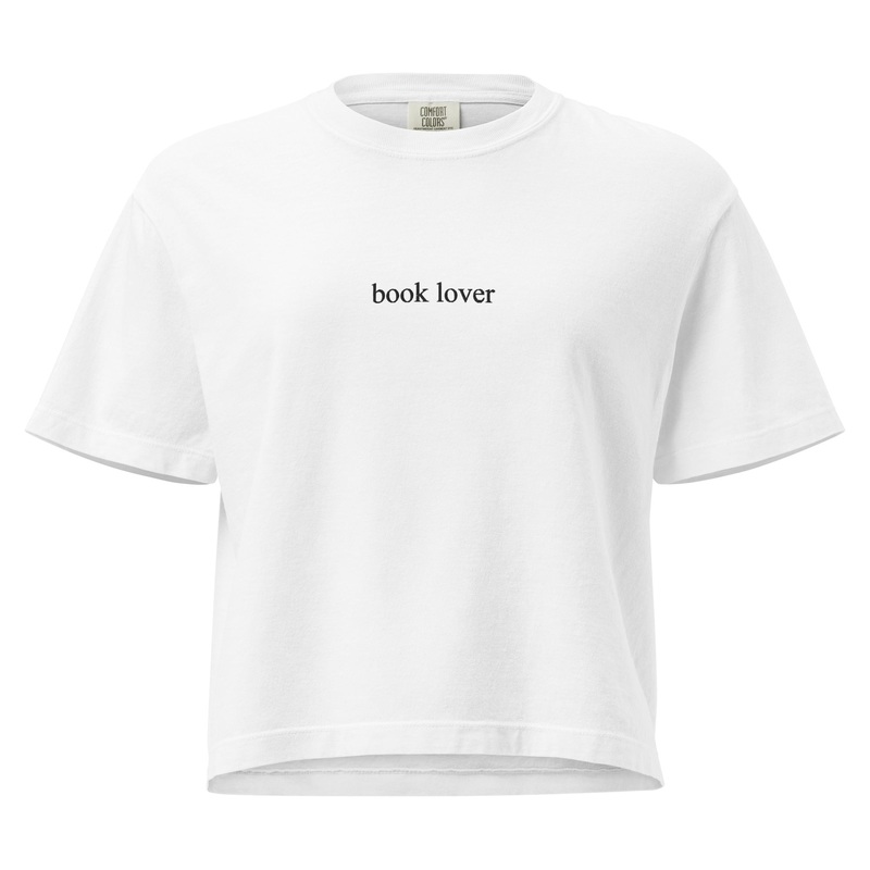 Book Lover Embroidered Cropped Boxy Comfort Colors Tee