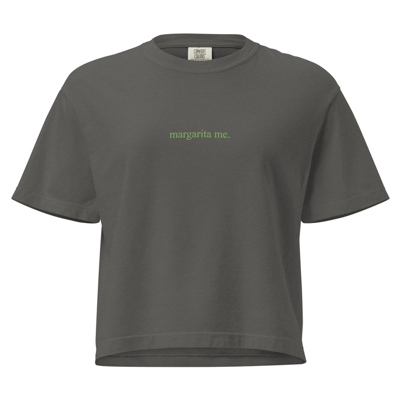 Margarita Me Embroidered Cropped Boxy Comfort Colors Tee