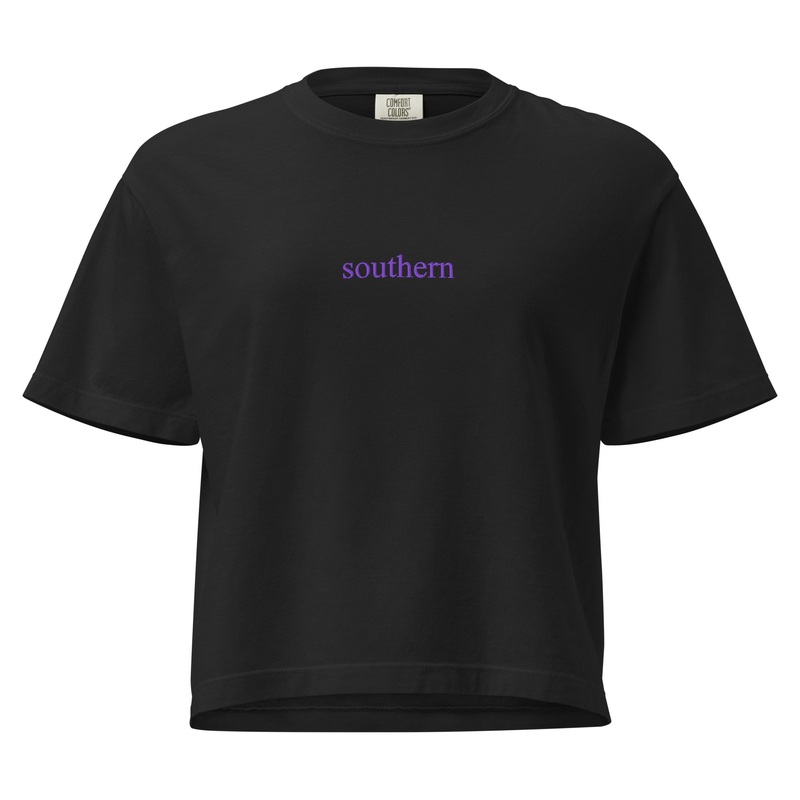 Southern Embroidered Cropped Boxy Comfort Colors Tee
