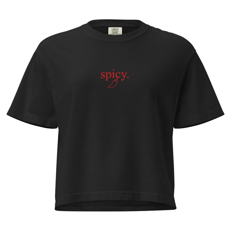 Spicy Embroidered Cropped Boxy Comfort Colors Tee
