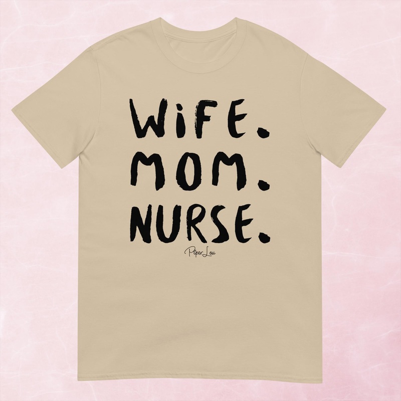 Wife Mom Nurse Graphic Tee|Heather Red|Tropical Blue|Sand|Light Blue|Sport Grey|Cornsilk|White|S|M|L|XL|2XL|3XL
