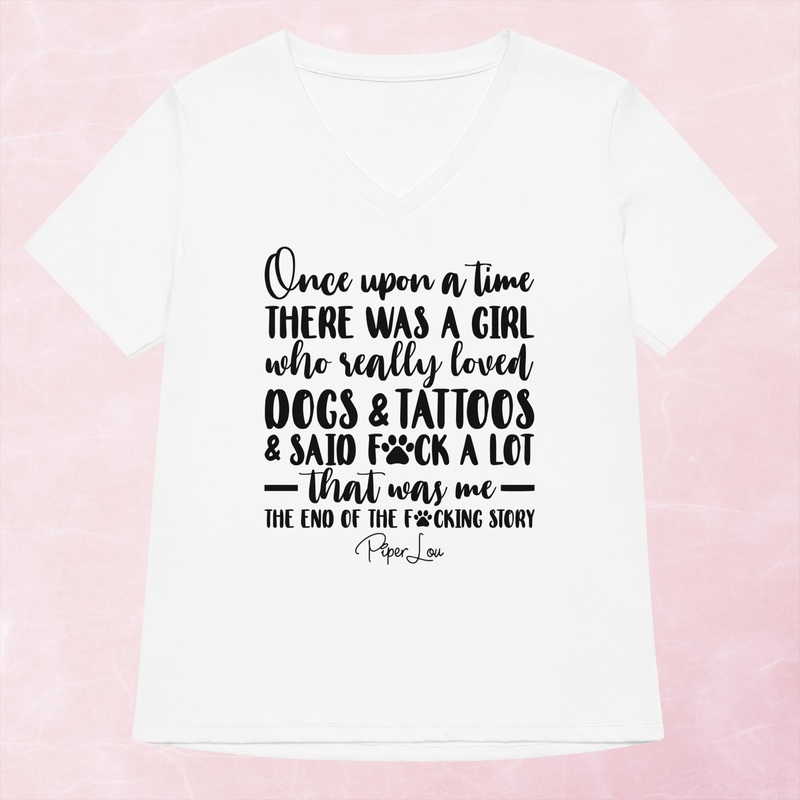A Girl Who Really Loved Dogs And Tattoos Women’s Graphic V-Neck