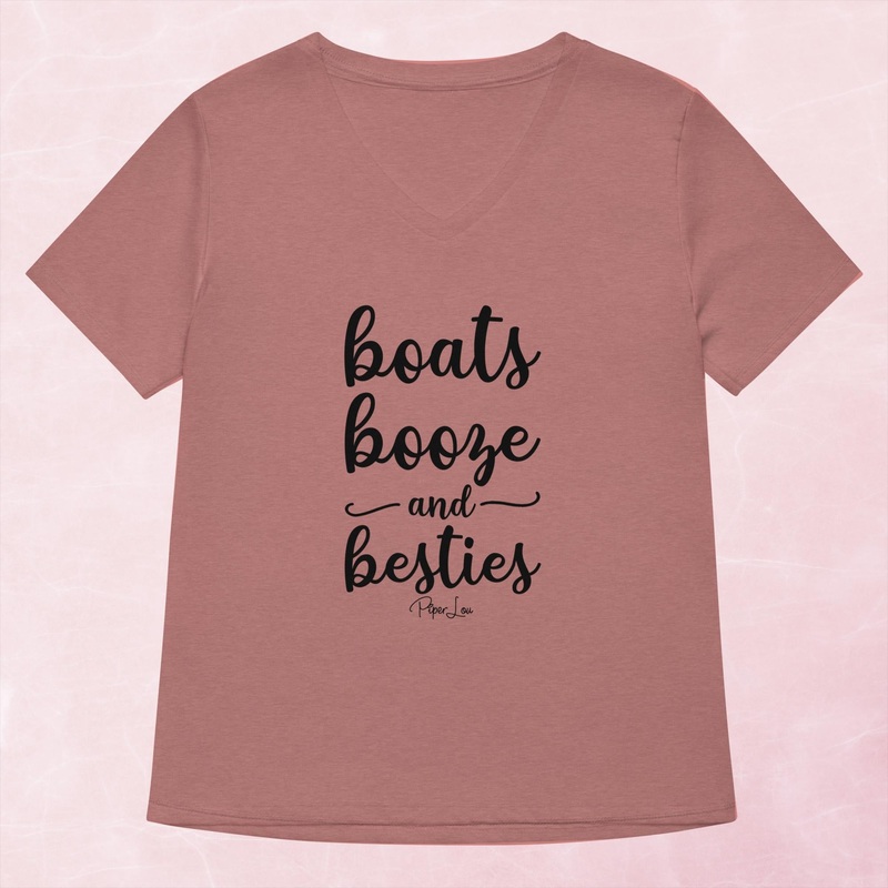 Boats Booze Besties Women’s Graphic V-Neck