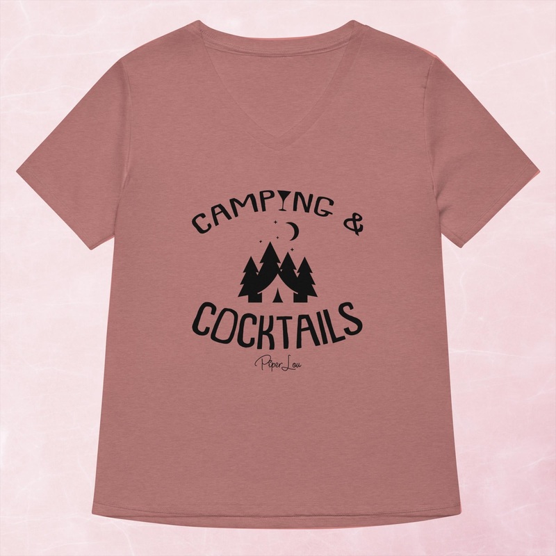 Camping And Cocktails Women’s Graphic V-Neck