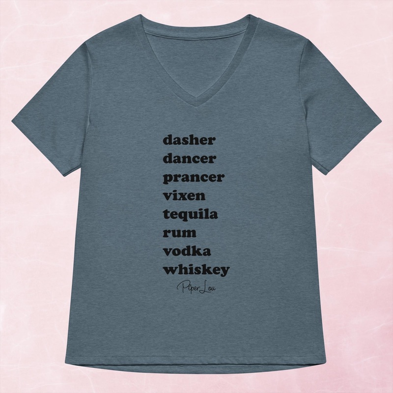 Dasher Dancer Prancer Vixen Drinks Women’s Graphic V-Neck