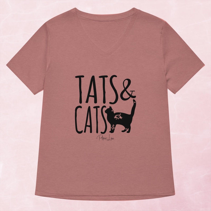 Tats And Cats Women’s Graphic V-Neck