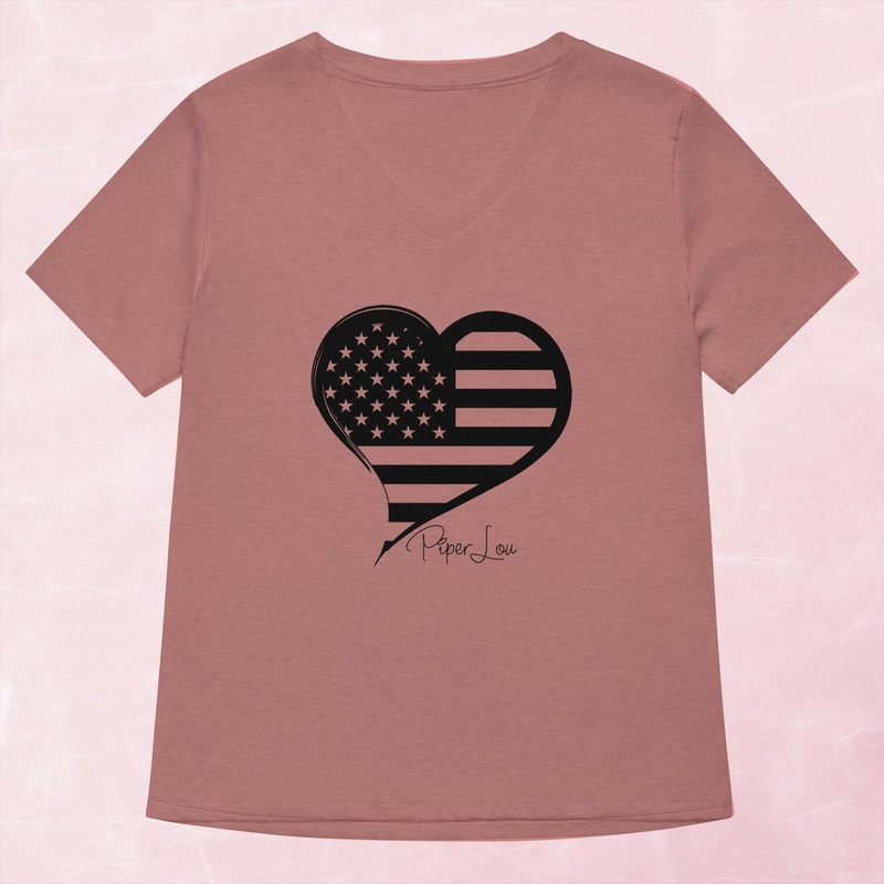 USA Flag Heart Women’s Graphic V-Neck