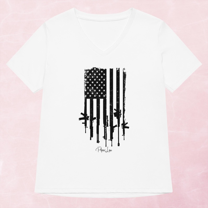 USA GUN FLAG Women’s Graphic V-Neck