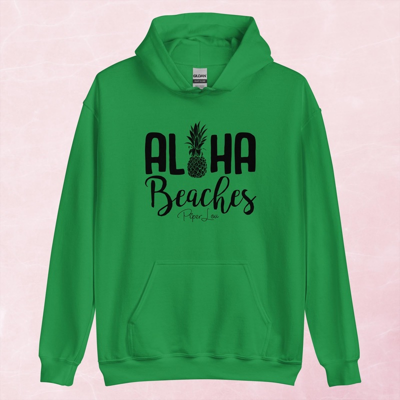 Aloha Beaches Graphic Hoodie|Red|Heliconia|Irish Green|Orange|Military Green|Carolina Blue|Gold|Sand|Light Pink|Ash|White|S|M|L|XL|2XL|3XL|4XL|5XL