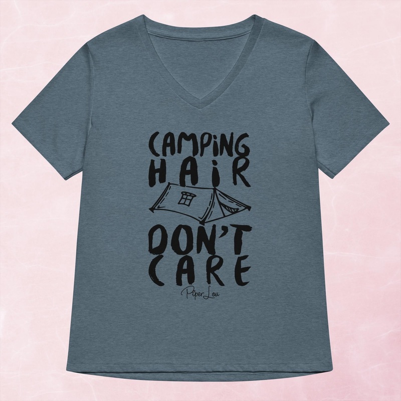 Camping Hair Don’t Care Women’s Graphic V-Neck