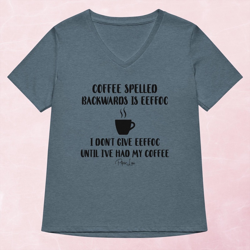 Coffee Spelled Backwards Women’s Graphic V-Neck