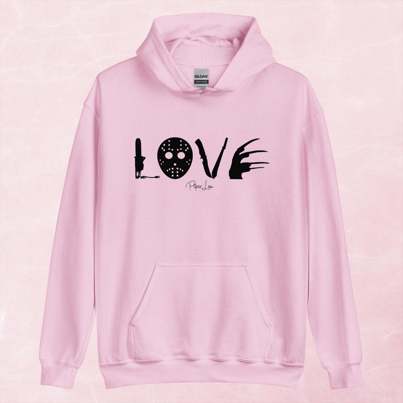 Horror Love Graphic Hoodie|Red|Heliconia|Irish Green|Orange|Military Green|Carolina Blue|Gold|Sand|Light Pink|Ash|White|S|M|L|XL|2XL|3XL|4XL|5XL