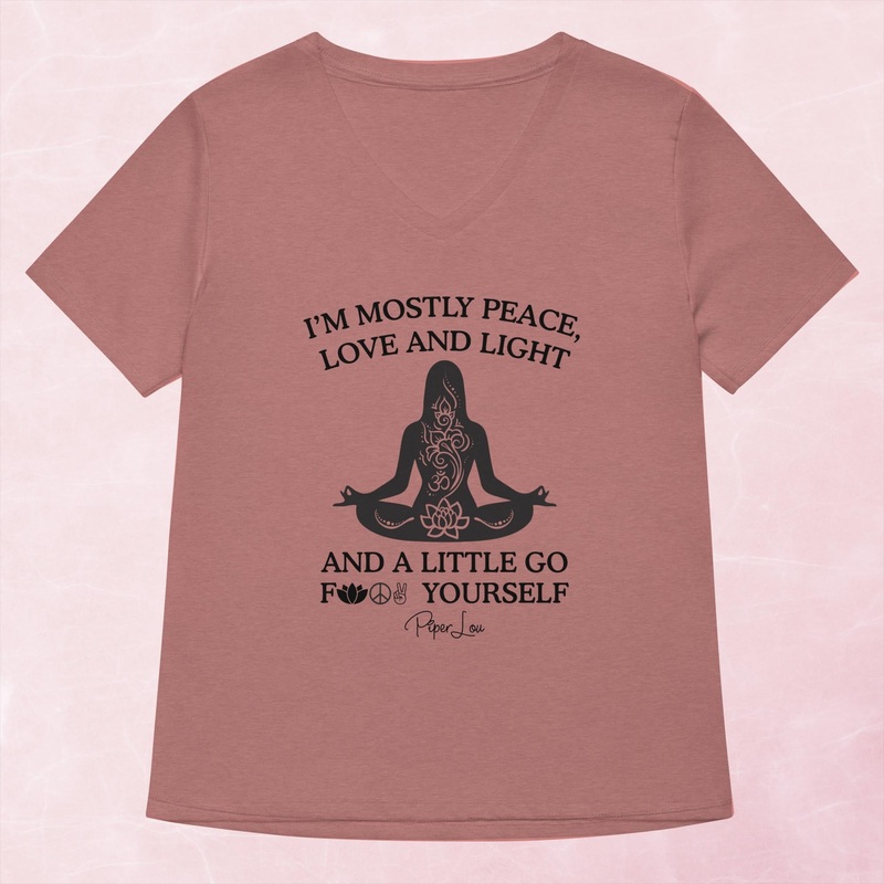 I’m Mostly Peace Love And Light Women’s Graphic V-Neck