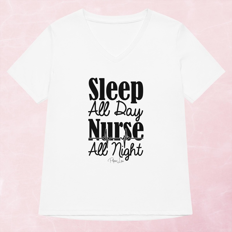 Sleep All Day Nurse All Night Women’s Graphic V-Neck