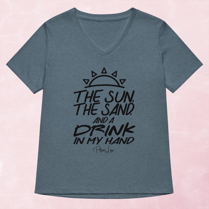 The Sun The Sand And A Drink In My Hand Women’s Graphic V-Neck