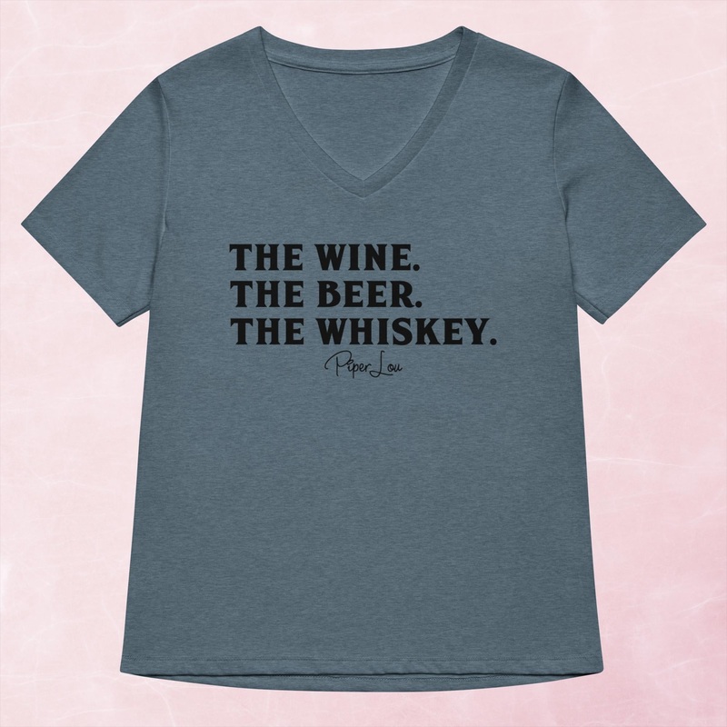 The Wine The Beer The Whiskey Women’s Graphic V-Neck