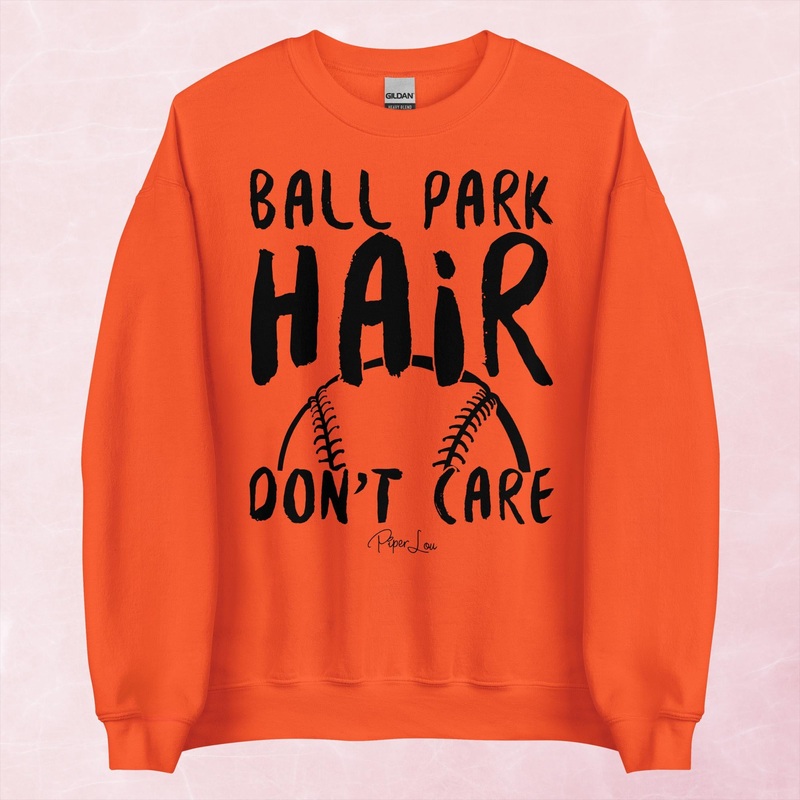 Ball Park Hair Don’t Care Graphic Crewneck Sweatshirt